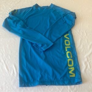 Volcom Youth Rash Guard Blue Long Sleeve Surf Swim Shirt Size M 12